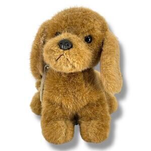 Vintage RUSS Scraps Berrie Puppy Dog Puddles Plush Toy Leather Tie